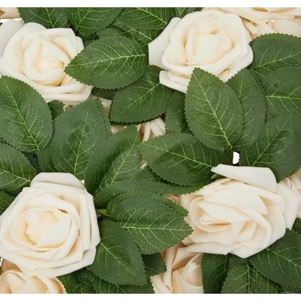 50 count | Champagne Artificial Flower Roses Stems Wedding Party Centerpiece